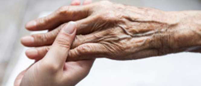 Loving hands giving senior care